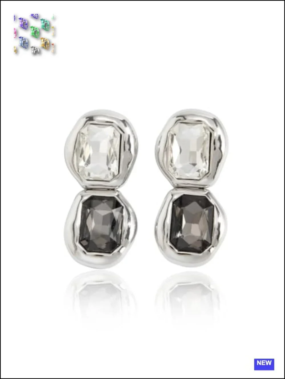 Chunky Rhinestone Dangle Earrings Y2K Statement Geometric Hanging Earrings Party